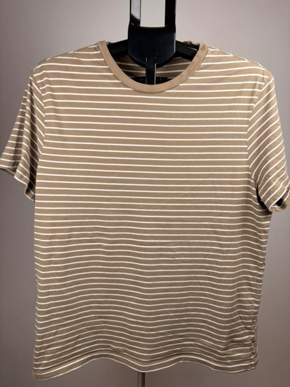 Men's Tan & White Striped Short-Sleeve Crewneck Tee